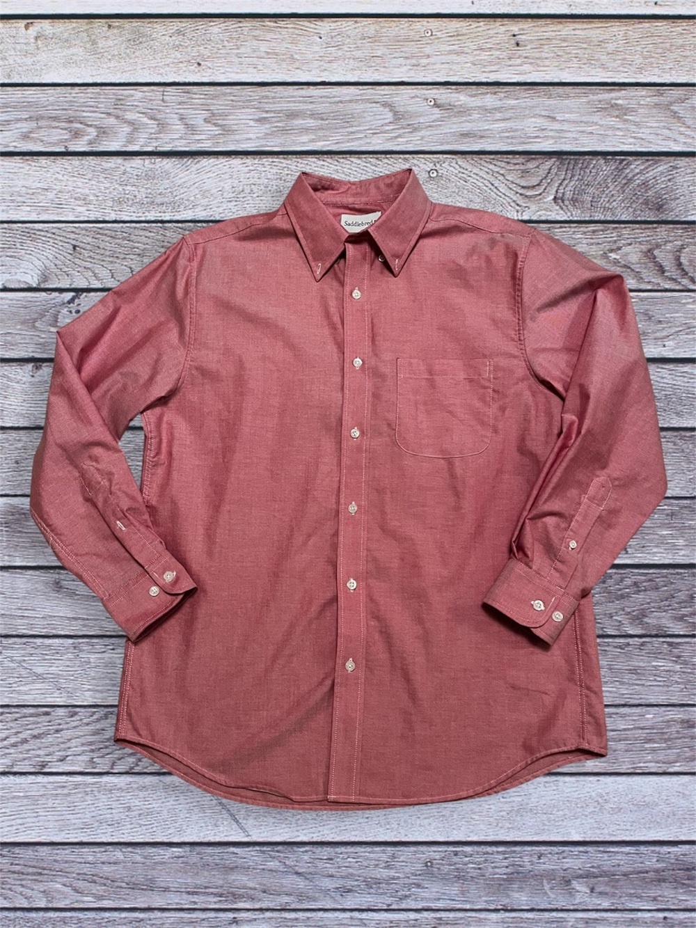 Saddlebred Men's Long-Sleeve Easy Care Oxford Shirt in Dusty Red 16 32/33
